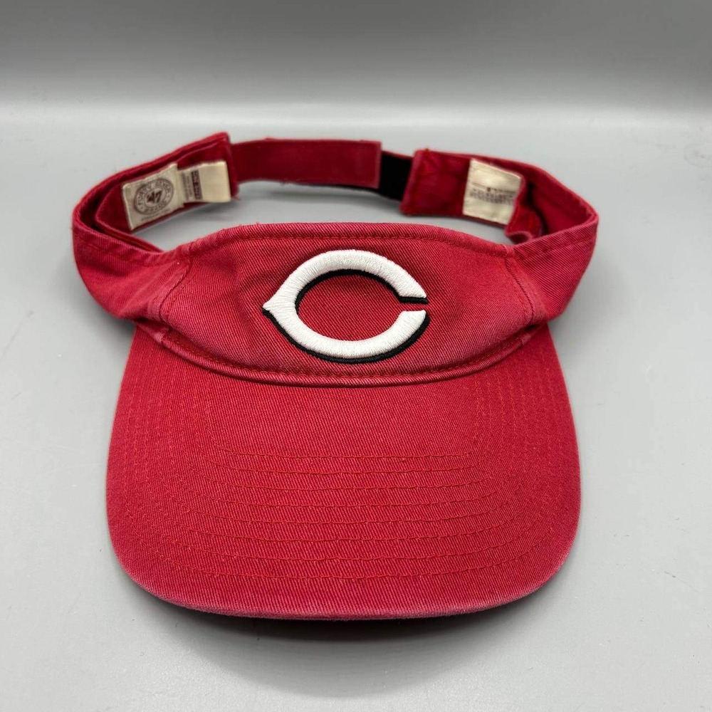 Cincinnati Reds Visor Hat Men Red Embroidered 47 Brand Strap Back Cap Cotton